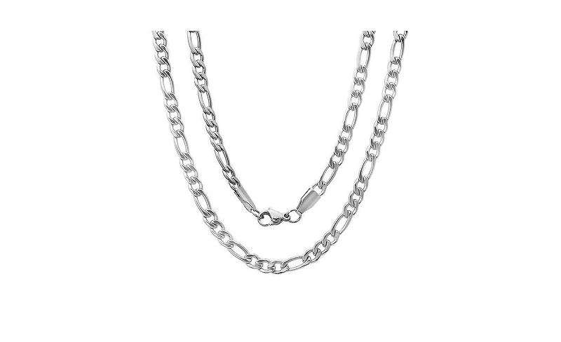 Steeltime Men's Stainless Steel Figaro Chain Link Necklace