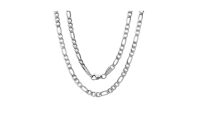Steeltime Men's Stainless Steel Figaro Chain Link Necklace