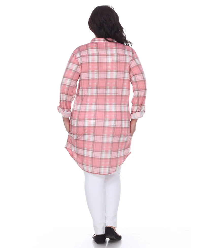 White Mark Plus Piper Stretchy Plaid Tunic
