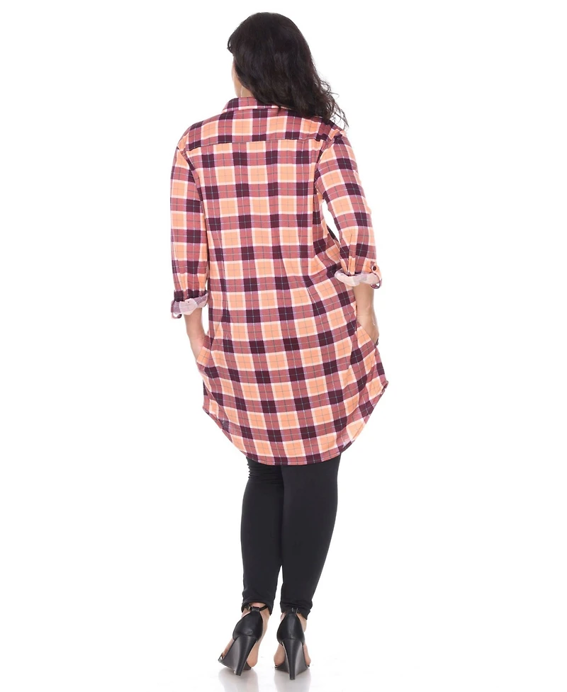 White Mark Plus Piper Stretchy Plaid Tunic