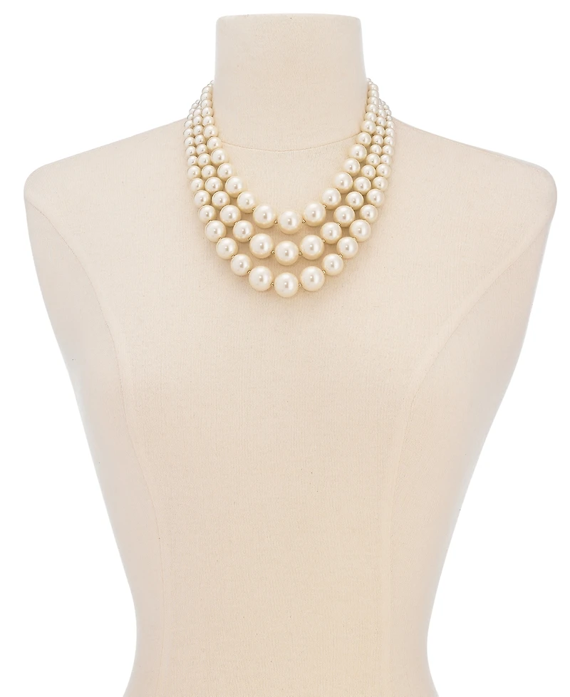 Charter Club Imitation Pearl Three-Row Collar Necklace, Created for Macy's
