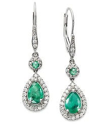 Sapphire (1-3/8 ct. t.w.) and Diamond (1/3 Pear Drop Earrings 14k White Gold (Also Available Emerald Ruby)
