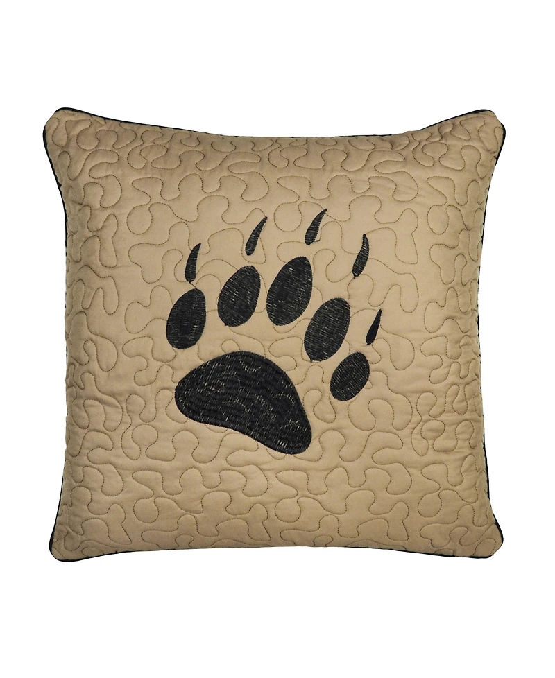 American Heritage Textiles Bear Walk Plaid Paw Decorative Pillow, 18" x 18"