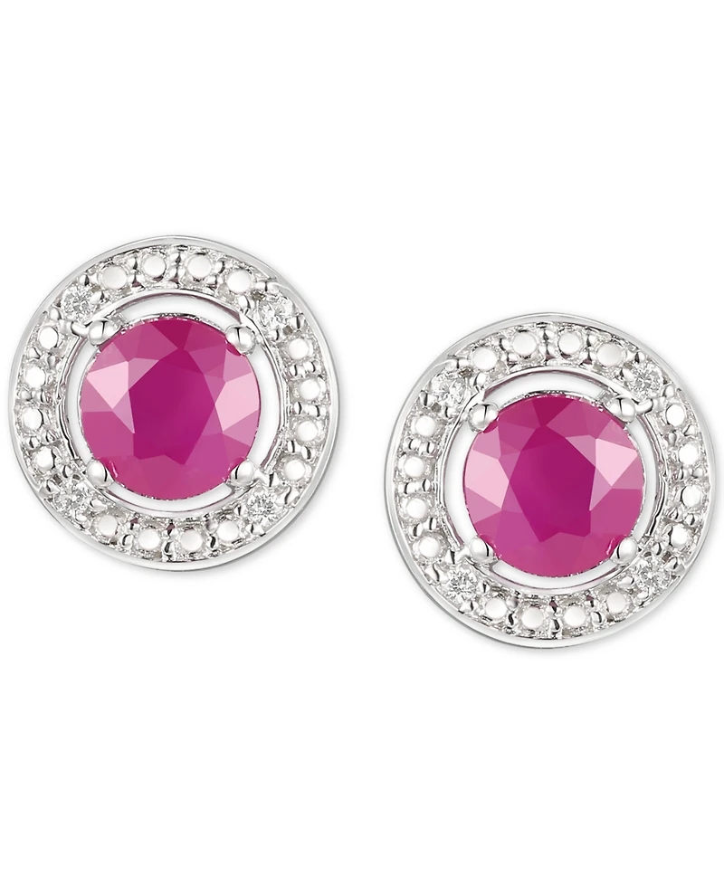 Sapphire (5/8 ct. t.w.) & Diamond Accent Stud Earrings Sterling Silver (Also Available Emerald and Ruby)