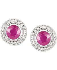 Sapphire (5/8 ct. t.w.) & Diamond Accent Stud Earrings Sterling Silver (Also Available Emerald and Ruby)