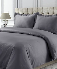Tribeca Living 750 Thread Count Sateen Oversized Solid Duvet Cover Set, Queen