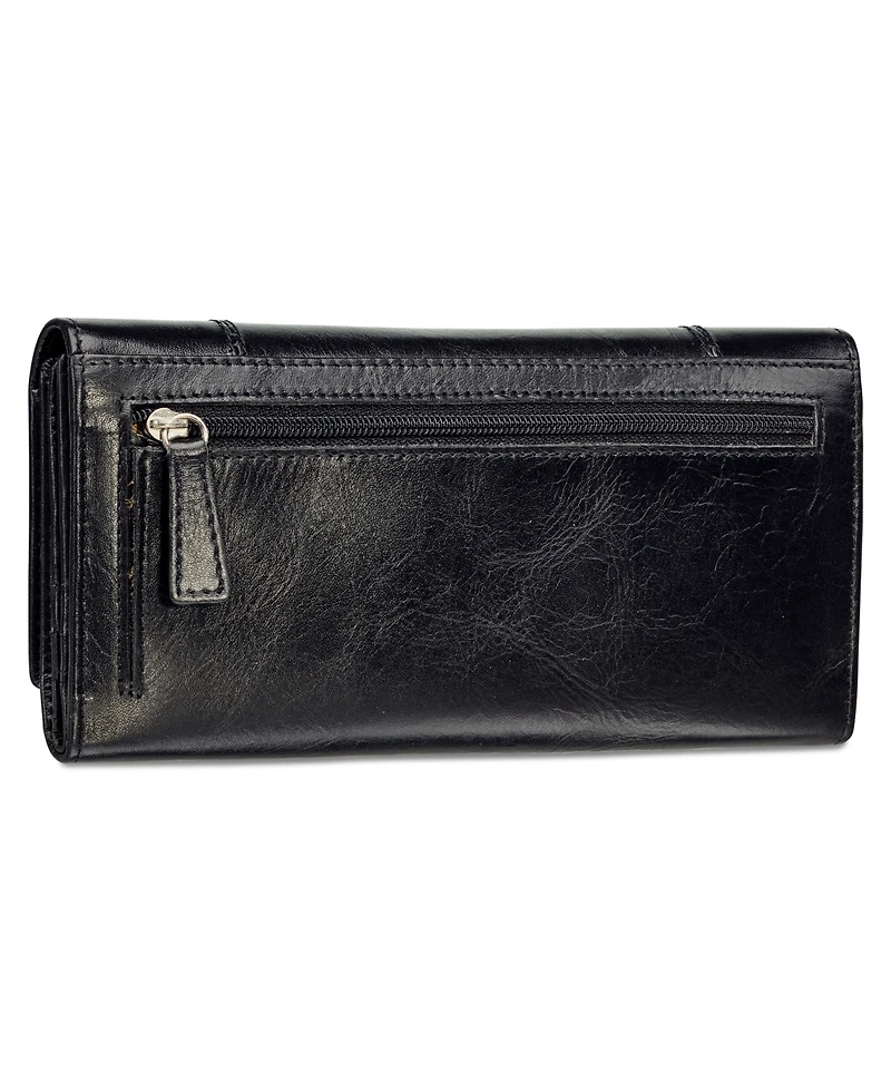 Mancini Casablanca Collection Rfid Secure Ladies Trifold Wing Wallet
