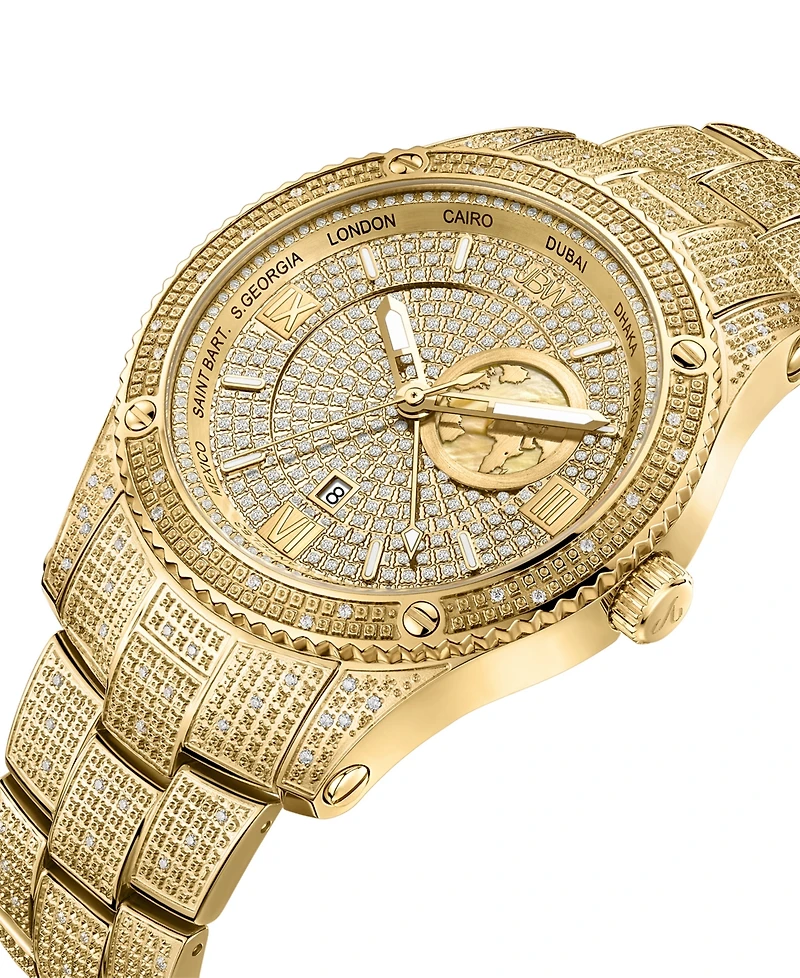 Jbw Men's Jet Setter Gmt 18K Gold-Plated Stainless Steel Bracelet Watch 46mm