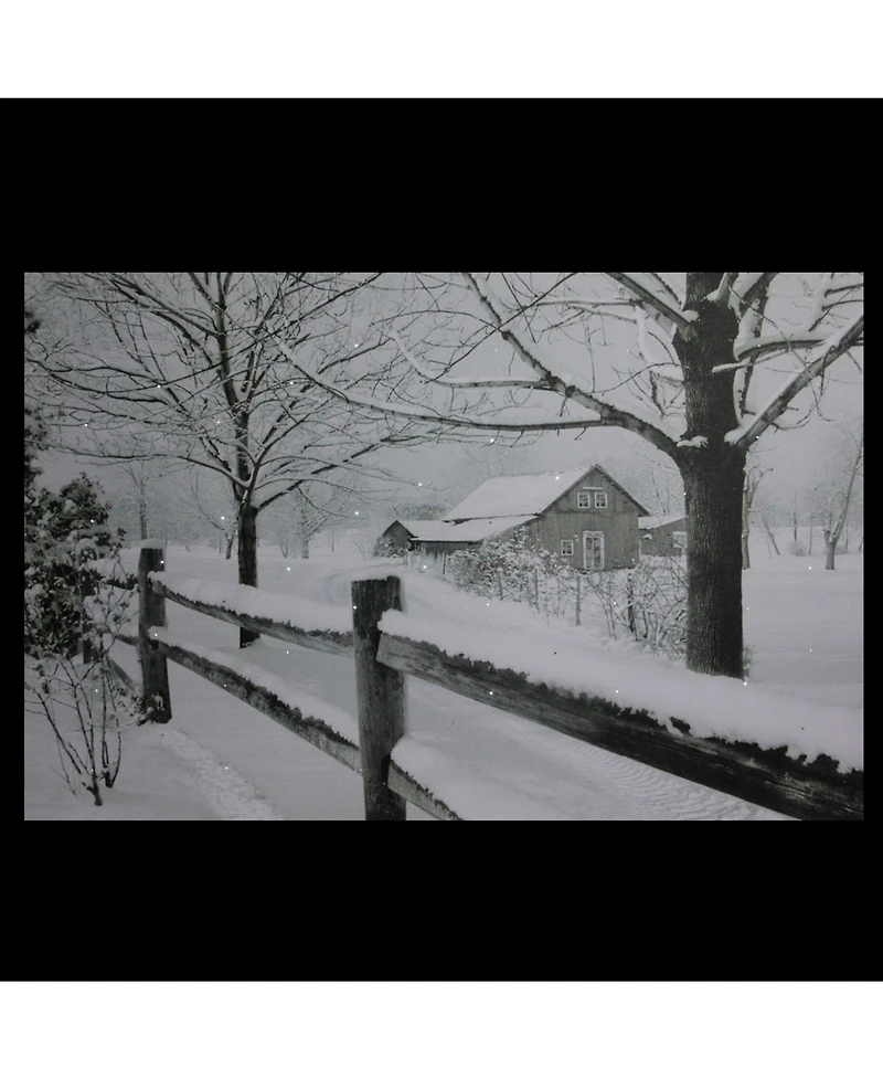 Northlight Large Fiber Optic Lighted Snowy Winter Cabin Canvas Wall Art, 15.75" x 23.5"