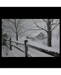 Northlight Large Fiber Optic Lighted Snowy Winter Cabin Canvas Wall Art, 15.75" x 23.5"