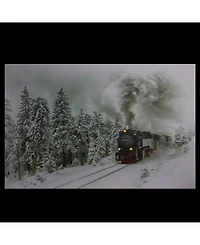 Northlight Large Fiber Optic and Led Lighted Winter Woods with Train Canvas Wall Art, 15.75" x 23.5"