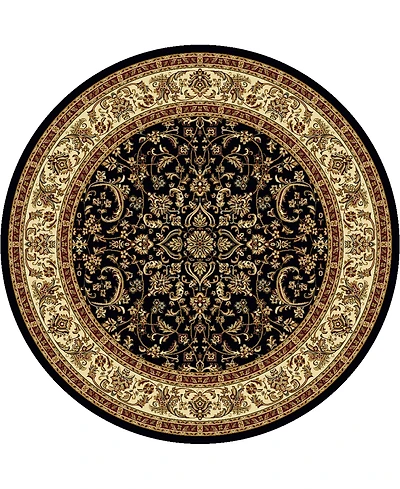 Closeout! Km Home 1318/1526/Black Navelli Black 5'3" x 5'3" Round Area Rug