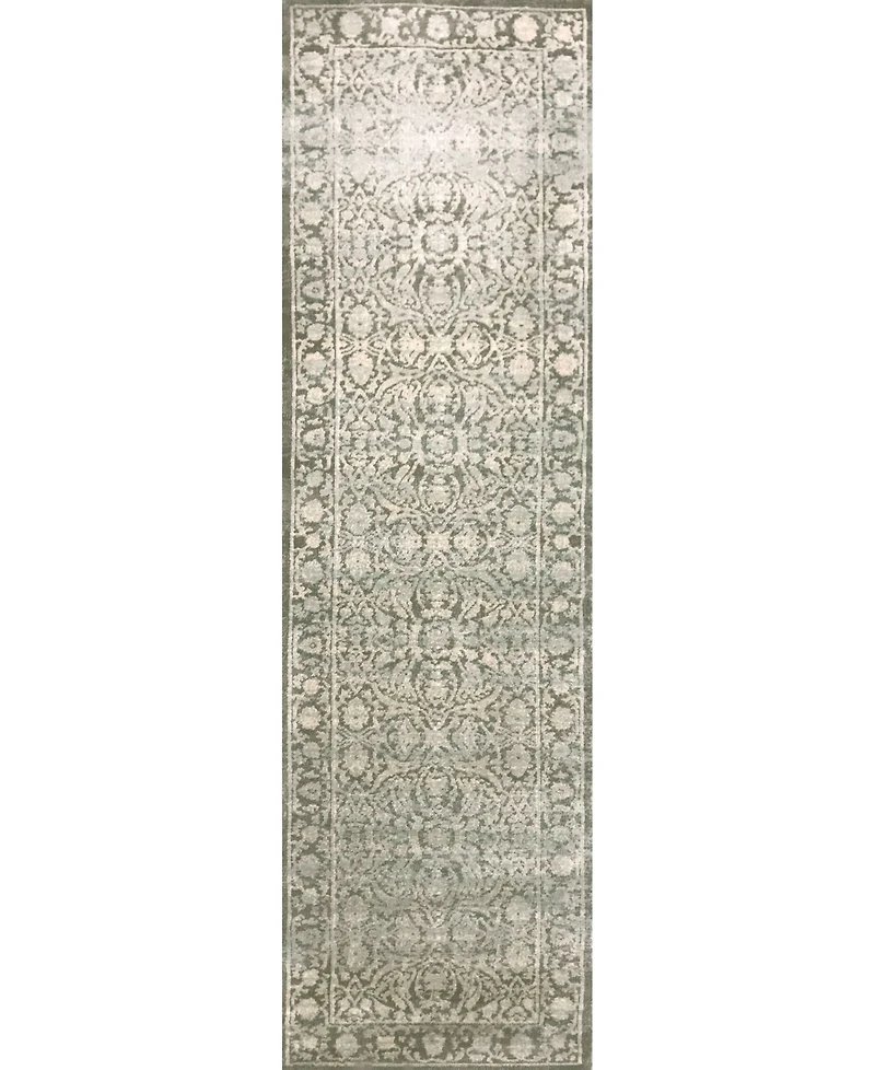 Closeout! Km Home 3564/0053/Green Cantu Green 2'2" x 7'7" Runner Rug