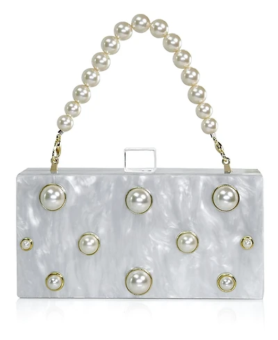 Milanblocks Embellished Acrylic Clutch with Top Handle