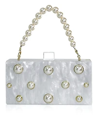 Milanblocks Embellished Acrylic Clutch with Top Handle