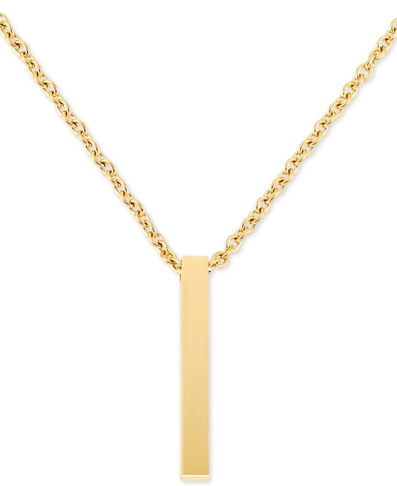 Legacy for Men by Simone I. Smith Men's Polished Bar 24" Pendant Necklace in Yellow Ion-Plated Stainless Steel