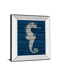 Classy Art Antique Seahorse on Blue I by Patricia Pinto Mirror Framed Print Wall Art - 22" x 26"