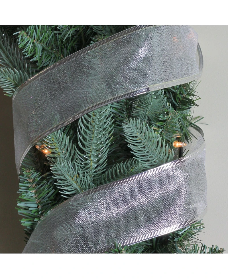 Northlight Pack of 12 Shimmering Silver Wired Christmas Craft Ribbon Spools - 2.5" x 120 Yards Total