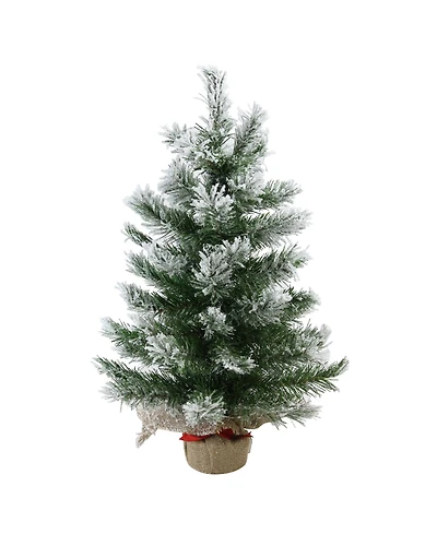 Northlight 22" Flocked Pine Artificial Christmas Tree in Burlap Base - Unlit