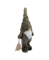 Northlight 33" Large Woodland Gnome with Striped Pants Holding Christmas Tree
