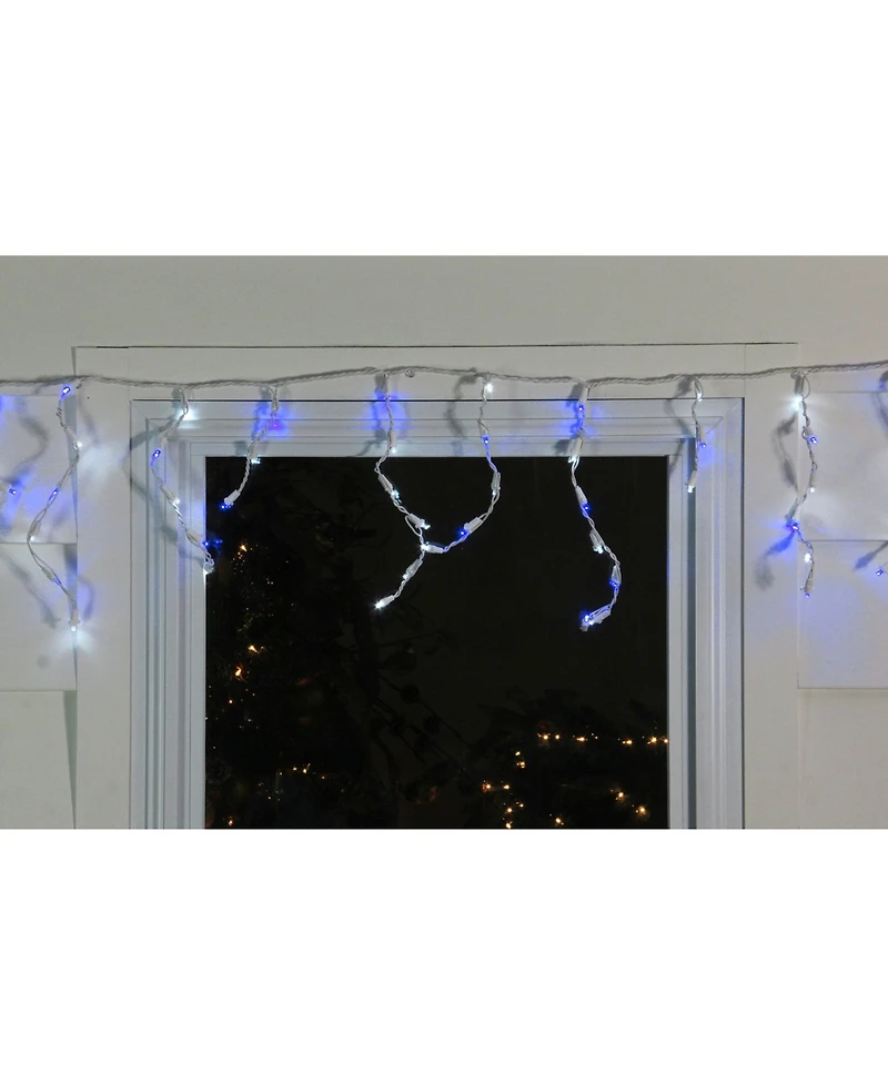 Northlight Set of 100 Blue and Pure White Led Wide Angle Icicle Christmas Lights - White Wire