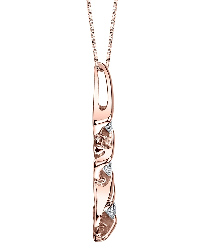 Diamond (1/10 ct. t.w.) Three Stone Pendant in 14k Yellow Gold or Rose Gold