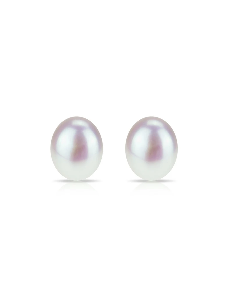 White Freshwater Cultured Pearl (11-11.5 mm) Strand Necklace and Stud Earrings Set in 14k Yellow Gold