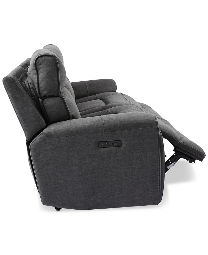 Closeout! Hutchenson 2-Pc. Fabric Sectional with 2 Power Headrests