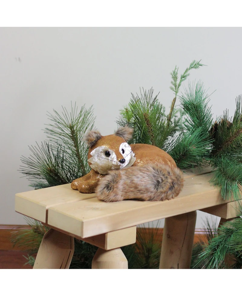Northlight 16.5" Brown and Gold Fox Lying Down Christmas Table Figure
