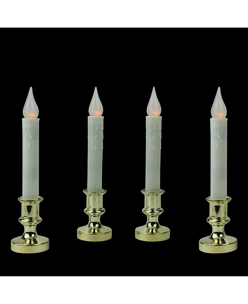 Northlight Set of 4 Led Flickering Window Christmas Candle Lamp with Timer 8.5"