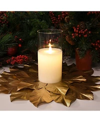 Lumabase 8" Battery Operated Realistic Flame Led Wax Candle in Glass Holder