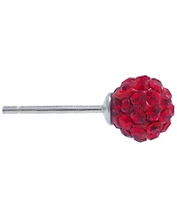 Crystal 6mm Pave Stud Earrings in Sterling Silver. Available in Clear, Blue or Red