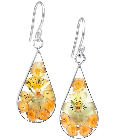 Medium Teardrop Dried Flower Earrings in Sterling Silver. Available in Multi, Blue, Yellow or Purple