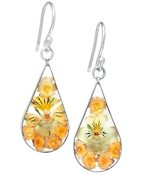 Medium Teardrop Dried Flower Earrings in Sterling Silver. Available in Multi, Blue, Yellow or Purple