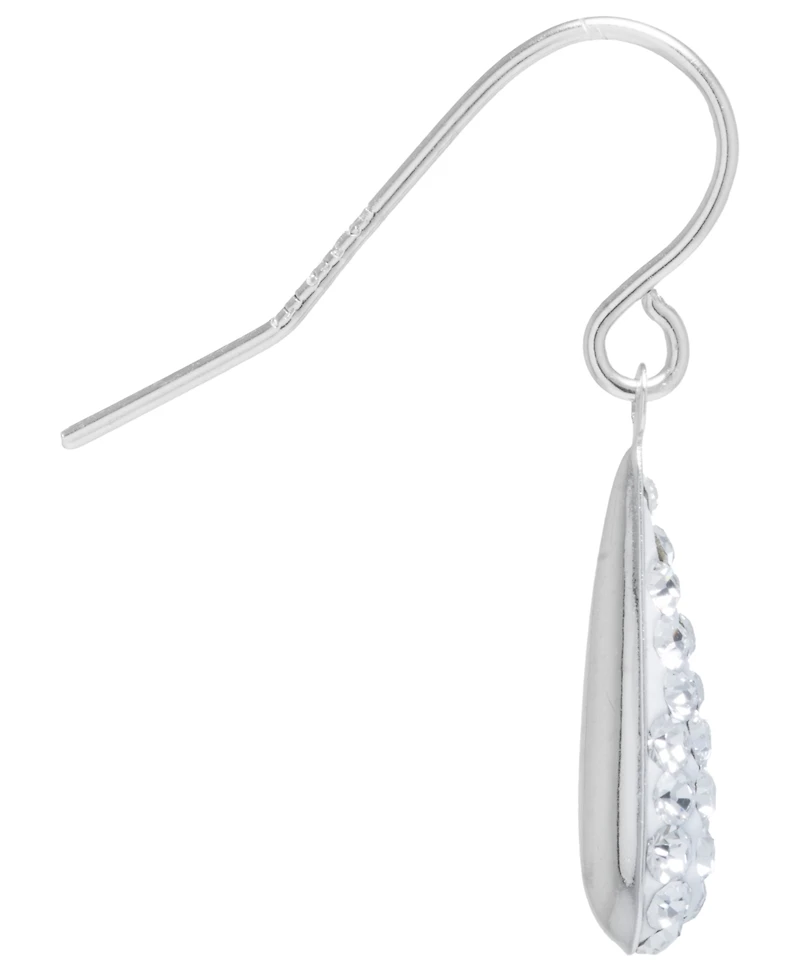Blue Crystal Pave Elongated Teardrop Earrings Sterling Silver