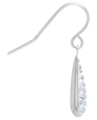 Blue Crystal Pave Elongated Teardrop Earrings Sterling Silver