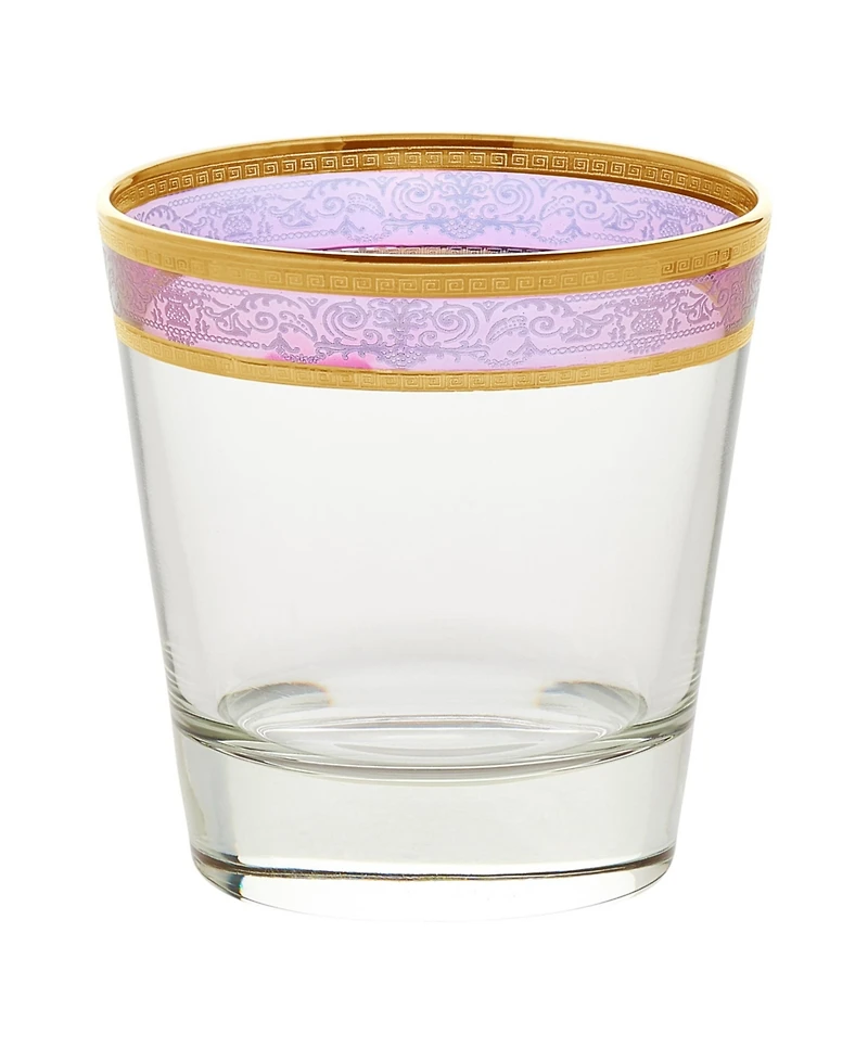 Lorren Home Trends Melania Collection Multicolor Double Old Fashion Glasses, Set of 6