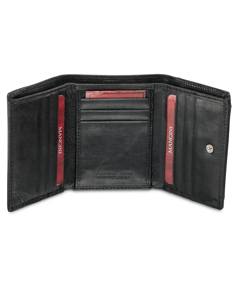 Men's Mancini Equestrian2 Collection Rfid Secure Trifold Wallet with Coin Pocket