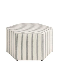 Martha Stewart Ellen Farmhouse 32"W Stripe Upholstered Hexagon Accent Ottoman