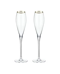 Viski Gold-Rimmed Crystal Champagne Flutes Set of 2, 8 Oz