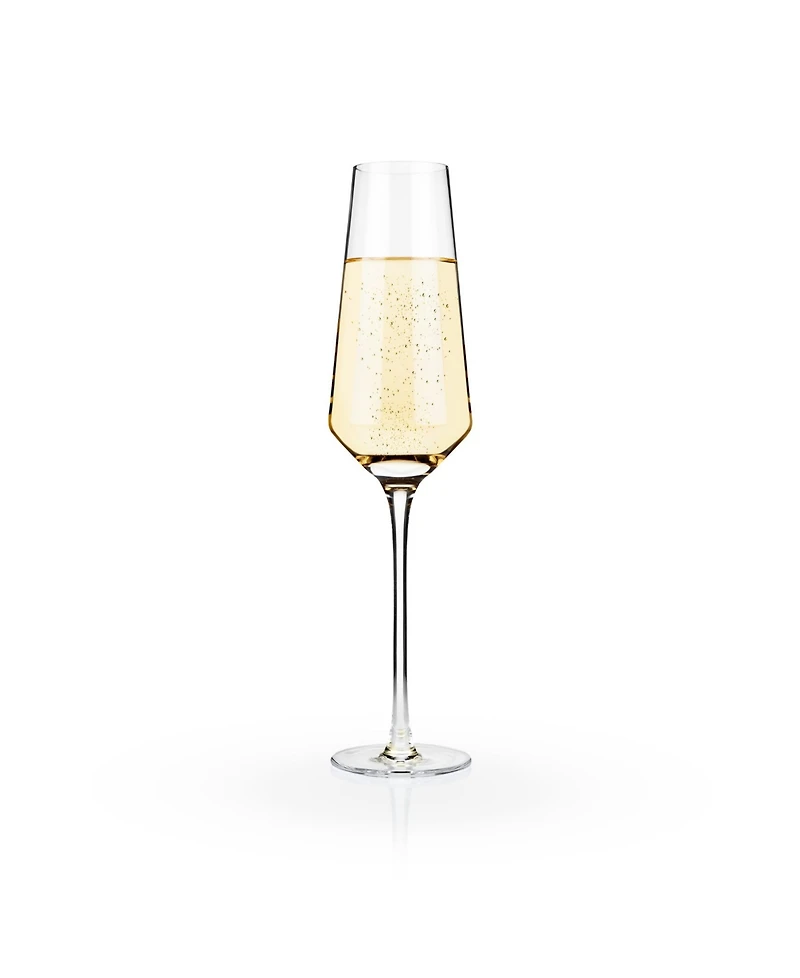 Viski Raye Angled Crystal Champagne Flutes, Set of 2, 8 Oz