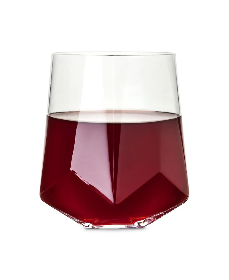 Viski Raye Faceted Crystal Wine Glass, Set of 2, 20 Oz