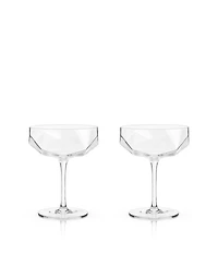 Viski Raye Faceted Crystal Coupe, Set of 2, 7 Oz