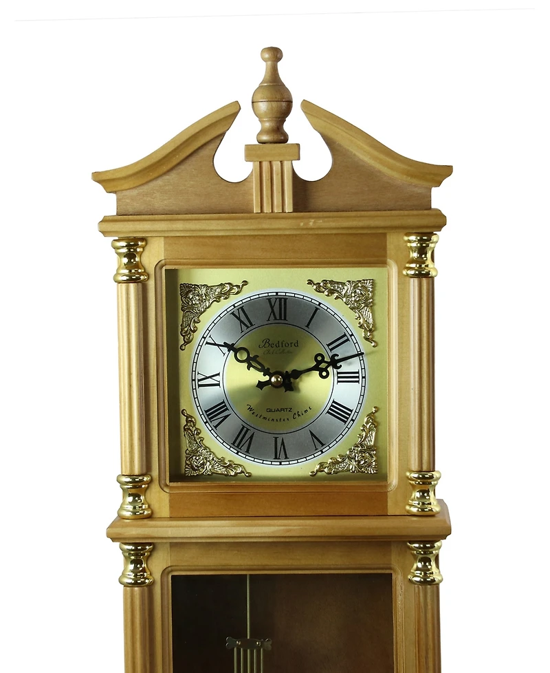 Bedford Clock Collection 34.5" Antique Chiming Wall Clock with Roman Numerals
