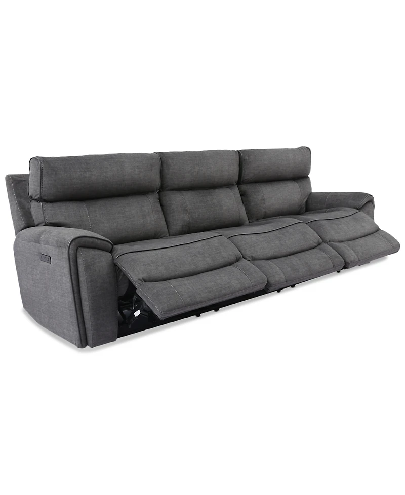 Closeout! Hutchenson 3-Pc. Fabric Sectional with 3 Power Recliners and Headrests