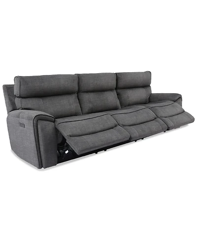 Closeout! Hutchenson 3-Pc. Fabric Sectional with 3 Power Recliners and Headrests