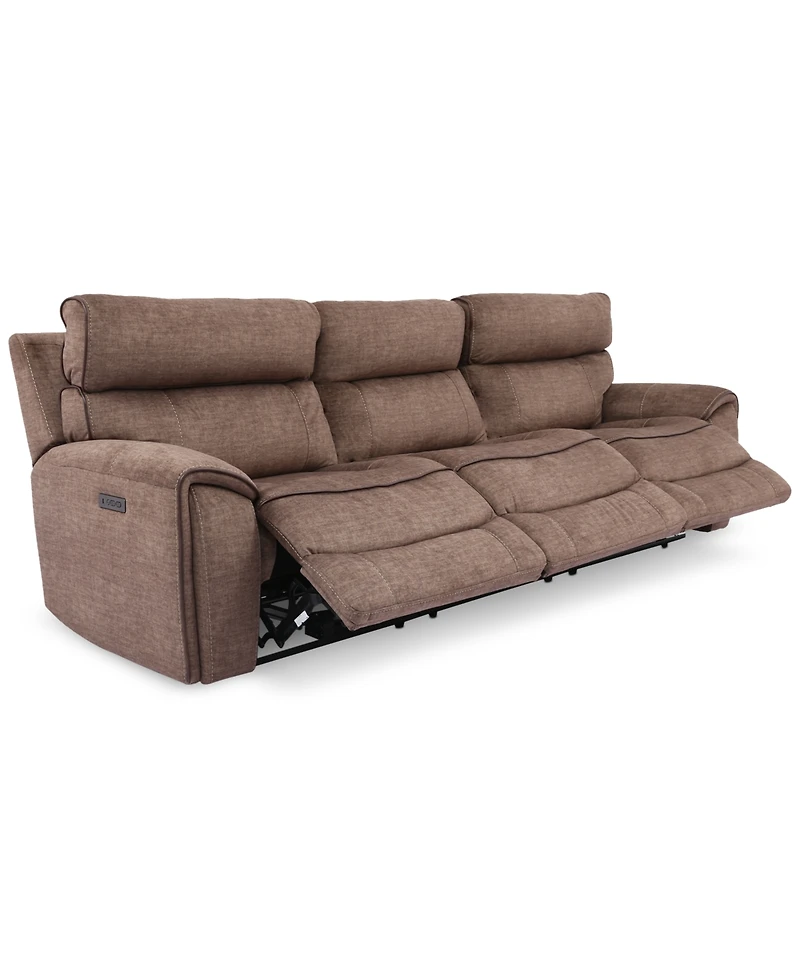 Closeout! Hutchenson 3-Pc. Fabric Sectional with 3 Power Recliners and Power Headrests