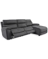 Closeout! Hutchenson 3-Pc. Fabric Chaise Sectional with 2 Power Recliners and Headrests