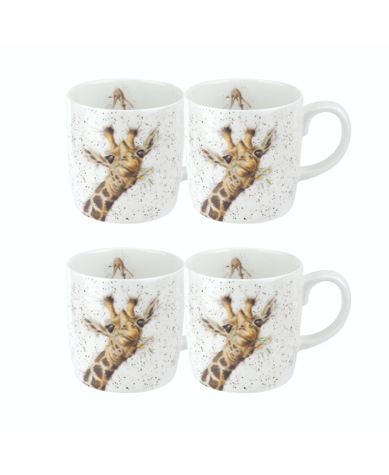 Royal Worcester Wrendale Lofty Giraffe Mugs, Set of 4