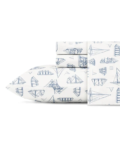 Nautica Whitewood Sail Cotton Percale 3-Piece Sheet Set